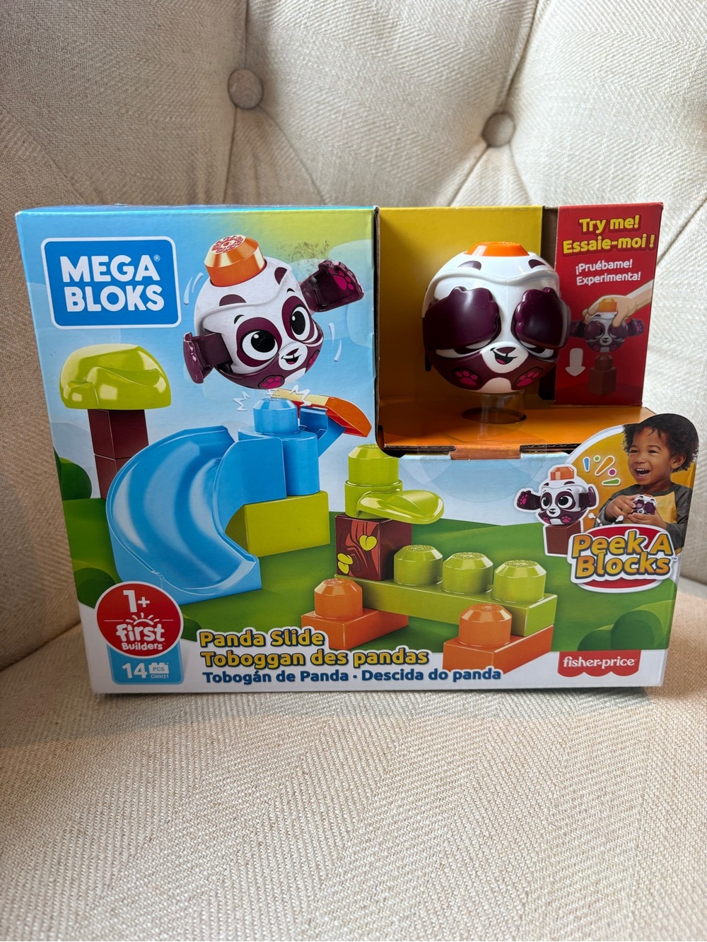MEGA BLOKS Peek A Blocks Panda Slide 14 Pc Fisher-Price Set